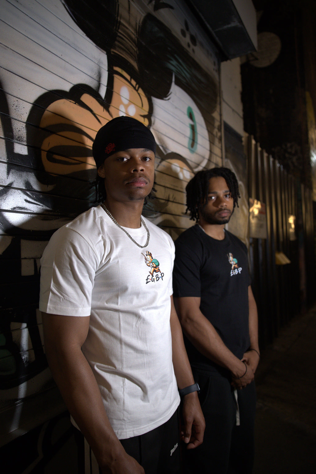 GBP England white t-shirt with front chest logo, graffiti wall background, Sociopath Collection